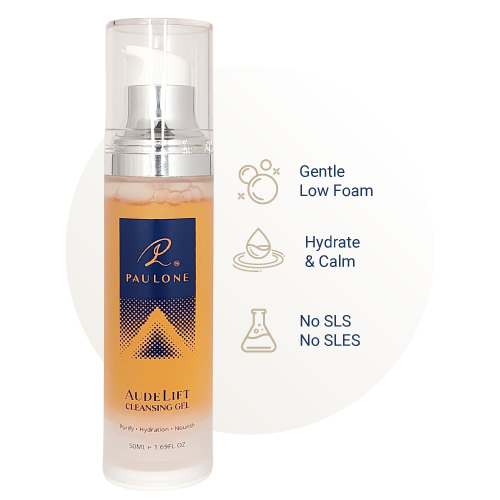 PAULONE AudeLift Cleansing Gel is gentle and cleanse effectively without tightness. The allantoin helps skin natural shedding, trehalose hydrates and aloe juice calms your skin.